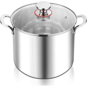 E-far 12-Quart Stock Pot, 18/10 Stainless Steel Stockpot with Lid for Cooking Simmering Soup Stew, Heavy Duty Cookware Works w/Induction, Non-toxic & Corrosion Resistant, Dishwasher Safe(12 Quarts)