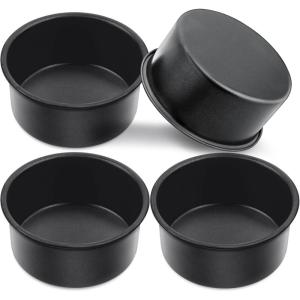 E-far 6 Inch Cake Pan, 4-Piece Nonstick Round Cake Baking Pans for Wedding, Birthday, Layer Cake, Stainless Steel Core & Non-Toxic Coating, 2 Inch Deep(4 inches)