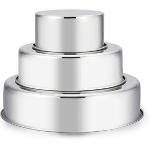 E-far 6 Inch Cake Pan Set of 3, Stainless Steel Round Smash Cake Baking Pans Tins, Non-Toxic & Healthy, Mirror Finish & Dishwasher Safe(4 6 8 Inch)