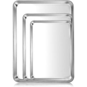 E-far 6-Piece Baking Pans set, Stainless Steel Bakeware Set for Oven, Include 8-Inch Cake Pan/Rectangle Baking Cookie Sheet/Muffin/Loaf Pan, Non-Toxic & Heavy Duty, Dishwasher Safe(3)