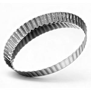 E-far 9.5 Inch Tart Pan, Stainless Steel Pie Quiche Pan Baking Dish for Oven, Reusable Pie Plate Tin with Fluted Edge & Seamless Bottom, No Leakage and Dishwasher Safe, Mirror Silver(1)