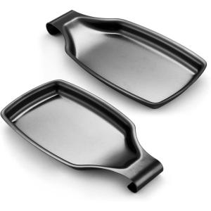 E-far Black Spoon Rest for Stove Top, 2-Piece Stainless Steel Spoon Holder for Kitchen Counter, Spatula Ladle Utensils Rest, Heavy Duty & Large Size, Dishwasher Safe(8.5 x 4.3 Inch)(Black)