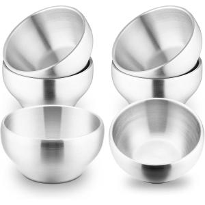 E-far Bowls for Kids Toddlers, 12 Ounce Double-deck 18/10 Stainless Steel Bowls for Baby Children, Healthy & Matte Finish, Insulated & Shatterproof – Set of 4(6)