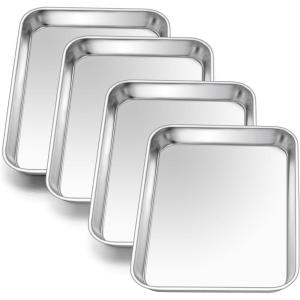 E-far Cookie Sheet for Baking, 18”x13” Stainless Steel Baking Sheet Pan for Oven, Large Non Toxic Metal Baking Tray for Cake Cookies, Healthy & Rust Free, Mirror Finish & Dishwasher Safe, 1 Pack(4)