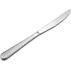 E-far Dinner Knives Set of 12, Stainless Steel Hammered Serrated Table Knife for Home Kitchen Restaurant, Mirror Polished & Dishwasher safe-8.9 Inches(12)