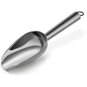 E-far Gold Stainless Steel Scoop 6 Ounce, Utility Metal Ice Scooper for Kitchen Freezer Bar Wedding Party, Multipurpose Small Scoop for Sugar/Flour/Pet Food/Bean/Popcorn/Dry Goods, Dishwasher Safe(Black)
