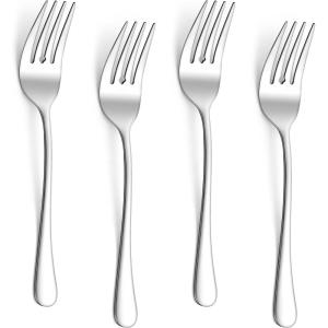 E-far Large Serving Utensils Set of 4, 9.8 Inch Stainless Steel Serving Spoons & Serving Forks, Big Hostess Set for Buffet Party Catering Wedding Kitchen Restaurant, Dishwasher Safe(Serving Forks)