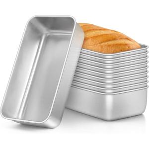 E-far Loaf Pan for Homemade Bread-2 Pack, 12” x 5” Large Stainless Steel Loaf Pans, Long Metal Bread Baking Mold for Banana Cake Meatloaf Sourdough Lasagna, Nontoxic & Dishwasher Safe(10)
