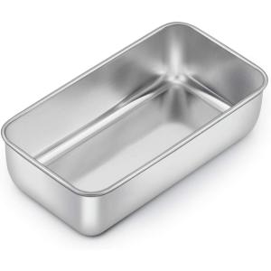 E-far Loaf Pan for Homemade Bread-2 Pack, 12” x 5” Large Stainless Steel Loaf Pans, Long Metal Bread Baking Mold for Banana Cake Meatloaf Sourdough Lasagna, Nontoxic & Dishwasher Safe(1)