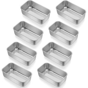 E-far Mini Loaf Pan Set of 4, Small Stainless Steel Bread Baking Pans for Oven, 6.3 x 3.5 Inch Tiny Meatloaf Pans for Homemade Bread Pound Cake Brownies, Non-toxic & Dishwasher Safe(Set of 8)
