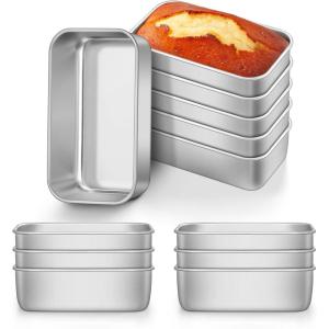 E-far Mini Loaf Pan Set of 4, Small Stainless Steel Bread Baking Pans for Oven, 6.3 x 3.5 Inch Tiny Meatloaf Pans for Homemade Bread Pound Cake Brownies, Non-toxic & Dishwasher Safe(Set of 12)