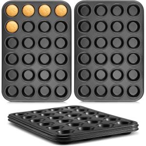 E-far Mini Muffin Pan – 24-Cup Nonstick Carbon Steel Cupcake Tin for Perfect Mini Muffins & Cupcakes, Warp-Free for Even Baking & Easy Release, Oven & Dishwasher Safe(4)