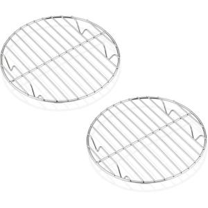 E-far Round Cooking Racks – Size 7½” & 9” & 10½” – Stainless Steel Round Steaming Baking Cooling Rack Set of 3, Multi-Purpose for Canning Air Fryer Pressure Cooker, Dishwasher Safe(7.5″)