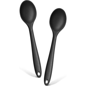 E-far Silicone Cooking Utensils Set, 25 Piece Kitchen Utensils with Holder, Non Toxic Kitchen Tools Spatula, Turner, Spoon, Ladle for Nonstick Cookware, Heat Resistant & Dishwasher Safe – Black(Black)
