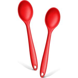 E-far Silicone Cooking Utensils Set, 25 Piece Kitchen Utensils with Holder, Non Toxic Kitchen Tools Spatula, Turner, Spoon, Ladle for Nonstick Cookware, Heat Resistant & Dishwasher Safe – Black(Red)