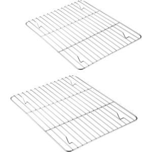 E-far Small Baking Cooling Rack Set of 2, Stainless Steel Metal Roasting Cooking Racks, Size – 9.7″x7.3″, Non Toxic & Rust Free, Fit for Toaster Oven, Dishwasher Safe(9.7″ x 7.3″)