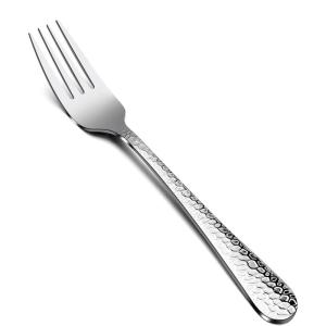 Hammered Dinner Forks Set, E-far 6-Piece Stainless Steel Salad Flatware Forks Use for Home, Kitchen, Restaurant, Round Edge & Mirror Polished, Dishwasher safe – 7.9 Inches(7.9 Inches)