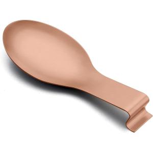 Spoon Rest Set of 2, E-far Stainless Steel Spoon Ladle Holder Spatula Rest for Kitchen Stove Top, Large Size & Dishwasher Safe(Copper)