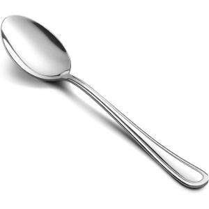 Teaspoon Set of 12, E-far 6.7 Inch Stainless Steel Spoons for Kitchen or Restaurant, Non-toxic & Mirror Polished, Easy to Clean & Dishwasher Safe(6.7 Inches – Lines)