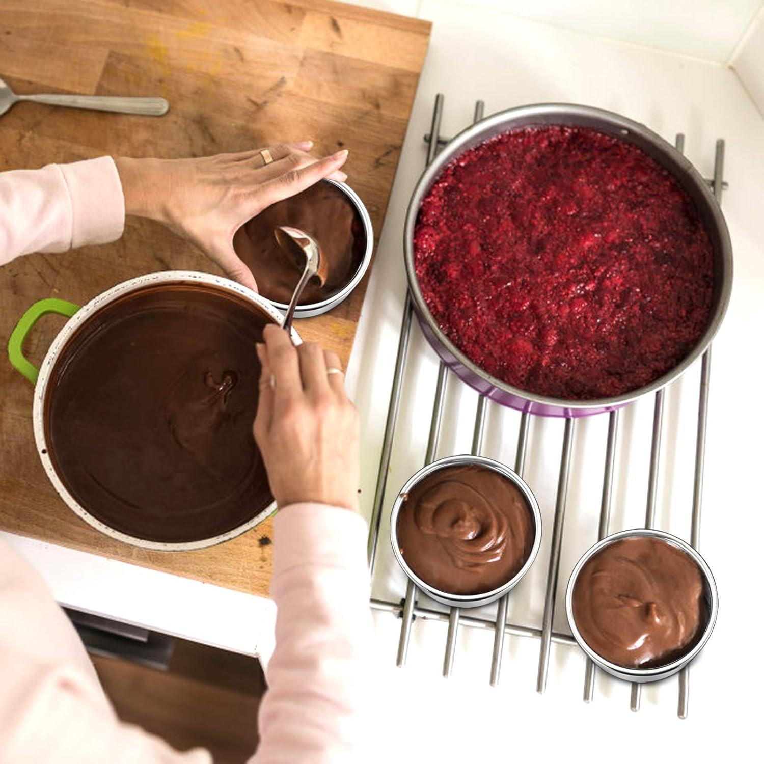 imageEfar 4 Inch Small Cake Pan Set of 3 Stainless Steel Mini Round Smash Cake Baking Pans NonToxic amp Healthy Mirror Finish amp Dishwasher Safe4 InchSet of 3