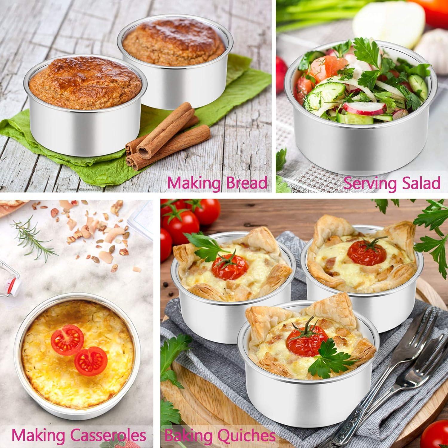 imageEfar 4 Inch Small Cake Pan Set of 3 Stainless Steel Mini Round Smash Cake Baking Pans NonToxic amp Healthy Mirror Finish amp Dishwasher Safe4 InchSet of 6