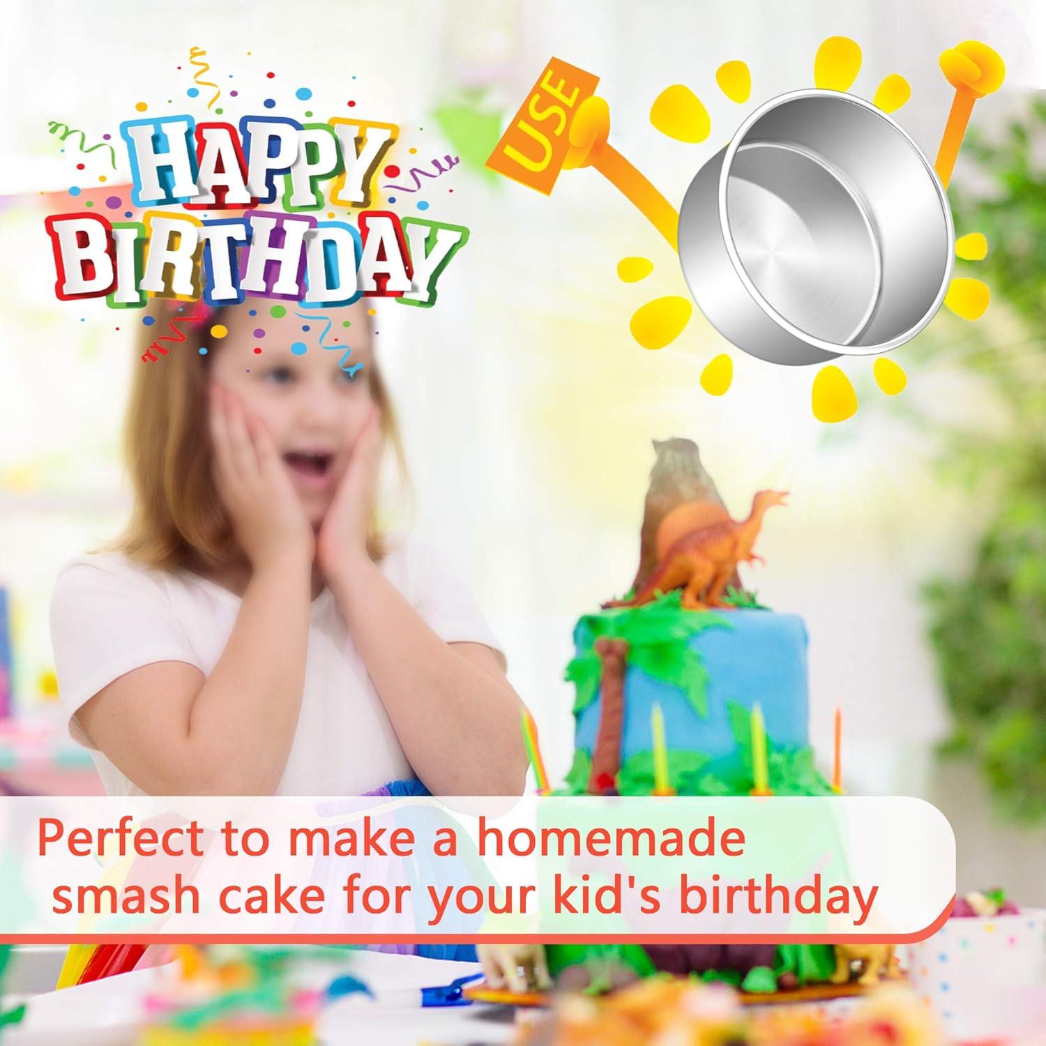 imageEfar Cake Pans Set of 3 8 x 3 Inch Stainless Steel Round Cake Baking Pans Deep Metal Cake Tins for Wedding Birthday Nontoxic amp Dishwasher Safe Mirror Finish amp Straight Side2