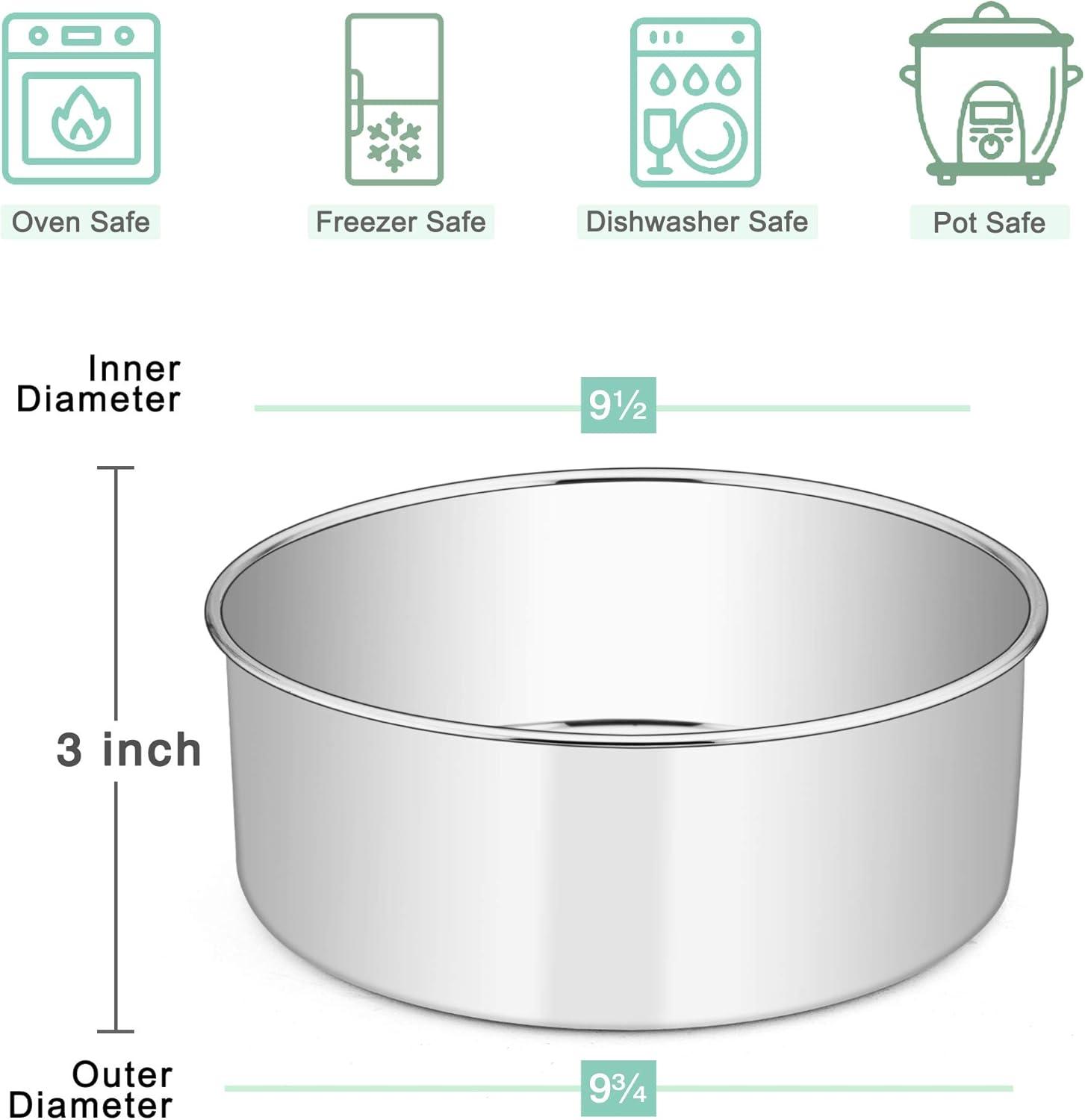 imageEfar Cake Pans Set of 3 8 x 3 Inch Stainless Steel Round Cake Baking Pans Deep Metal Cake Tins for Wedding Birthday Nontoxic amp Dishwasher Safe Mirror Finish amp Straight Side2