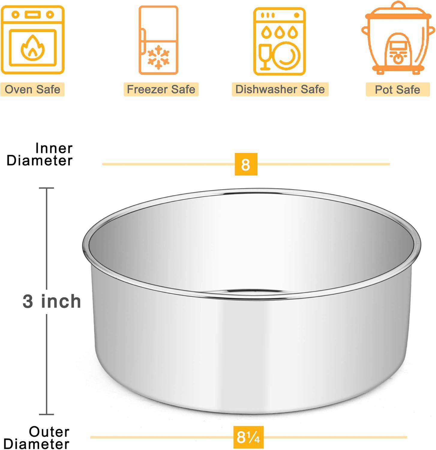 imageEfar Cake Pans Set of 3 8 x 3 Inch Stainless Steel Round Cake Baking Pans Deep Metal Cake Tins for Wedding Birthday Nontoxic amp Dishwasher Safe Mirror Finish amp Straight Side2