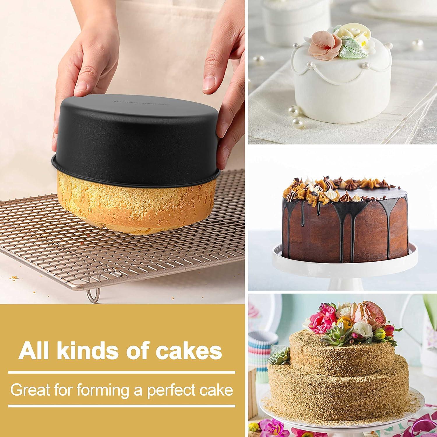 imageEfar Deep Cake Pan Set of 3 468 Inch Nonstick Stainless Steel Round Cake Pans Tins for Baking Layer Wedding Cakes Stainless Steel Core amp Nontoxic Coating Deep amp Straight Side86x34x2 In