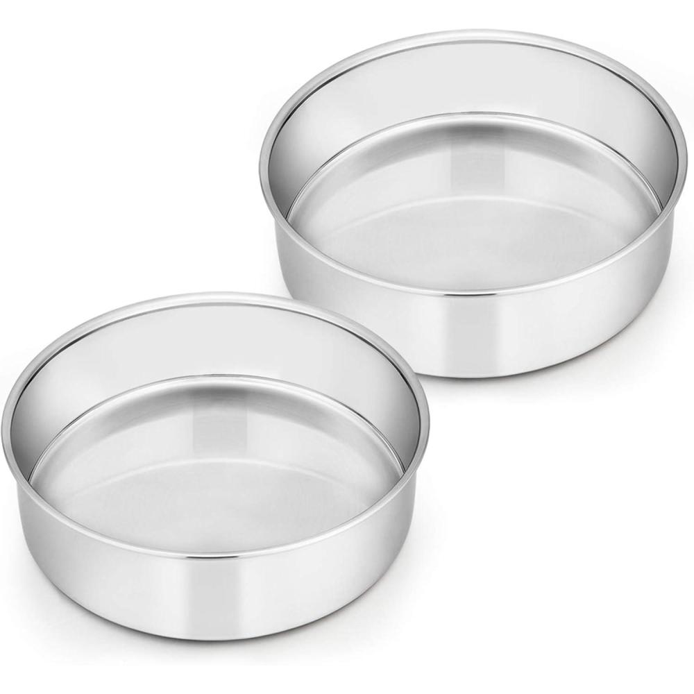 imageEfar 6 Inch Cake Pan Set of 2 Stainless Steel Round Smash Cake Baking Pans NonToxic amp Healthy Mirror Finish amp Dishwasher Safe6 Cake Pan Set of 2