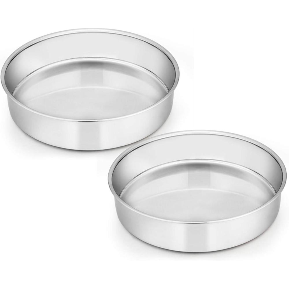 imageEfar 6 Inch Cake Pan Set of 2 Stainless Steel Round Smash Cake Baking Pans NonToxic amp Healthy Mirror Finish amp Dishwasher Safe9 Cake Pan Set of 2