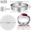 9½ Inch Cake Pan Set of 3, E-Far Stainless Steel Round Layer Cake Baking Pans with Parchment Rounds & Side Liner Roll, Non-Toxic & Healthy Metal Cakes Tin, Straight Side & Dishwasher Safe(8 Inch)