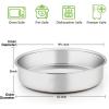 E-far 6 Inch Cake Pan Set of 2, Stainless Steel Round Smash Cake Baking Pans, Non-Toxic & Healthy, Mirror Finish & Dishwasher Safe(9½” Cake Pan Set of 2)