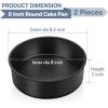 E-far 6×2 Inch Cake Pans Set, 2 Pieces Nonstick Round Cake Pans Tins for Baking Small Birthday Wedding Layer Smash Cakes, Stainless Steel Core & Nontoxic Coating, Straight Side(Black)(8×2)