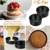 E-far 6×2 Inch Cake Pans Set, 2 Pieces Nonstick Round Cake Pans Tins for Baking Small Birthday Wedding Layer Smash Cakes, Stainless Steel Core & Nontoxic Coating, Straight Side(Black)(6×2)