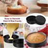 E-far 6×2 Inch Cake Pans Set, 2 Pieces Nonstick Round Cake Pans Tins for Baking Small Birthday Wedding Layer Smash Cakes, Stainless Steel Core & Nontoxic Coating, Straight Side(Black)(9.5×2)