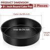 E-far 6×2 Inch Cake Pans Set, 2 Pieces Nonstick Round Cake Pans Tins for Baking Small Birthday Wedding Layer Smash Cakes, Stainless Steel Core & Nontoxic Coating, Straight Side(Black)(9.5×2)