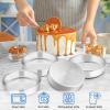 E-far 8 Inch Cake Pan Set of 4, Stainless Steel Round Layer Cake Baking Pans, Non-Toxic & Healthy, Mirror Finish & Dishwasher Safe