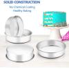 E-far 8 Inch Cake Pan Set of 4, Stainless Steel Round Layer Cake Baking Pans, Non-Toxic & Healthy, Mirror Finish & Dishwasher Safe