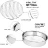 E-far 9½-inch Cake Pan with Rack Set, Stainless Steel Round Cake Pans and Baking Cooling Racks, Non Toxic & Healthy, Mirror Polished & Dishwasher Safe – 4 Pieces (2 Pans + 2 Racks)(9½-Inch (2 Cake Pans + 2 Racks))