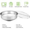 E-far 9½-inch Cake Pan with Rack Set, Stainless Steel Round Cake Pans and Baking Cooling Racks, Non Toxic & Healthy, Mirror Polished & Dishwasher Safe – 4 Pieces (2 Pans + 2 Racks)(8-Inch (2 Cake Pans + 2 Racks))