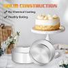 E-far Cake Pans Set of 3, 8 x 3 Inch Stainless Steel Round Cake Baking Pans, Deep Metal Cake Tins for Wedding Birthday, Non-toxic & Dishwasher Safe, Mirror Finish & Straight Side(3)