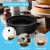 E-far Deep Cake Pan Set of 3 (4/6/8 Inch), Nonstick Stainless Steel Round Cake Pans Tins for Baking Layer Wedding Cakes, Stainless Steel Core & Nontoxic Coating, Deep & Straight Side(9.5/8/6×3 In)