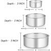 E-far Deep Cake Pan Set of 3 (6 inch/8 inch/9½ inch), Stainless Steel Round Layer Cake Baking Pans, Metal Tier Cake Tins for Wedding Birthday, Leak Proof & Straight Side, Non-toxic & Dishwasher Safe(4×2 6 x 3 8x3inches)