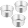 E-far 4 Inch Small Cake Pan Set of 3, Stainless Steel Mini Round Smash Cake Baking Pans, Non-Toxic & Healthy, Mirror Finish & Dishwasher Safe(4 Inch(Set of 3))