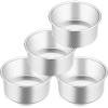 E-far 4 Inch Small Cake Pan Set of 3, Stainless Steel Mini Round Smash Cake Baking Pans, Non-Toxic & Healthy, Mirror Finish & Dishwasher Safe(4 Inch(Set of 4))