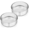 E-far 6 Inch Cake Pan Set of 2, Stainless Steel Round Smash Cake Baking Pans, Non-Toxic & Healthy, Mirror Finish & Dishwasher Safe(6″ Cake Pan Set of 2)