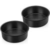 E-far 6×2 Inch Cake Pans Set, 2 Pieces Nonstick Round Cake Pans Tins for Baking Small Birthday Wedding Layer Smash Cakes, Stainless Steel Core & Nontoxic Coating, Straight Side(Black)(6×2)
