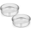 E-far 9½-inch Cake Pan with Rack Set, Stainless Steel Round Cake Pans and Baking Cooling Racks, Non Toxic & Healthy, Mirror Polished & Dishwasher Safe – 4 Pieces (2 Pans + 2 Racks)(9½” Cake Pan Set of 2)