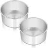 E-far Cake Pans Set of 3, 8 x 3 Inch Stainless Steel Round Cake Baking Pans, Deep Metal Cake Tins for Wedding Birthday, Non-toxic & Dishwasher Safe, Mirror Finish & Straight Side(2)